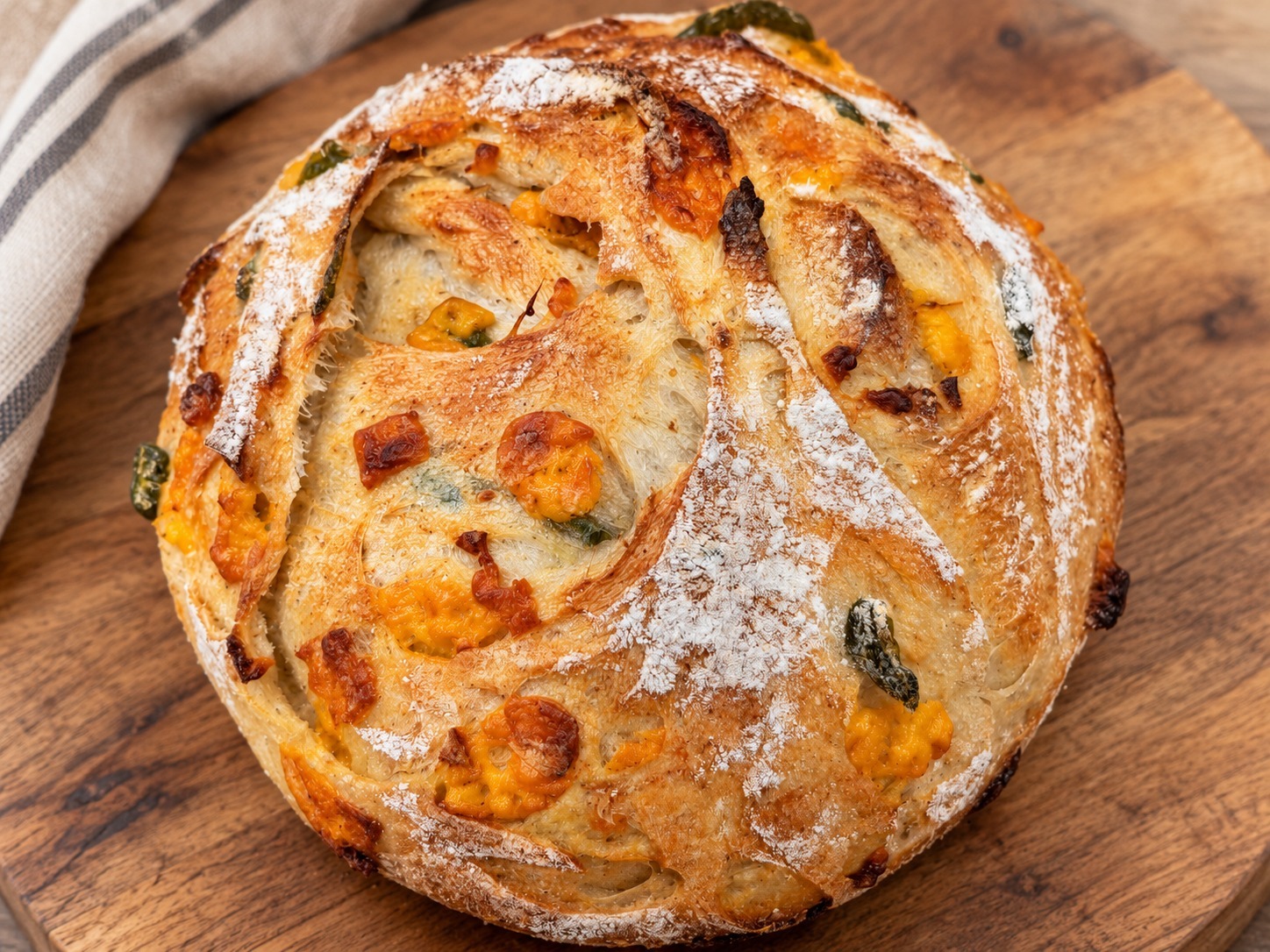 Cheddar and jalapeño sourdough loaf