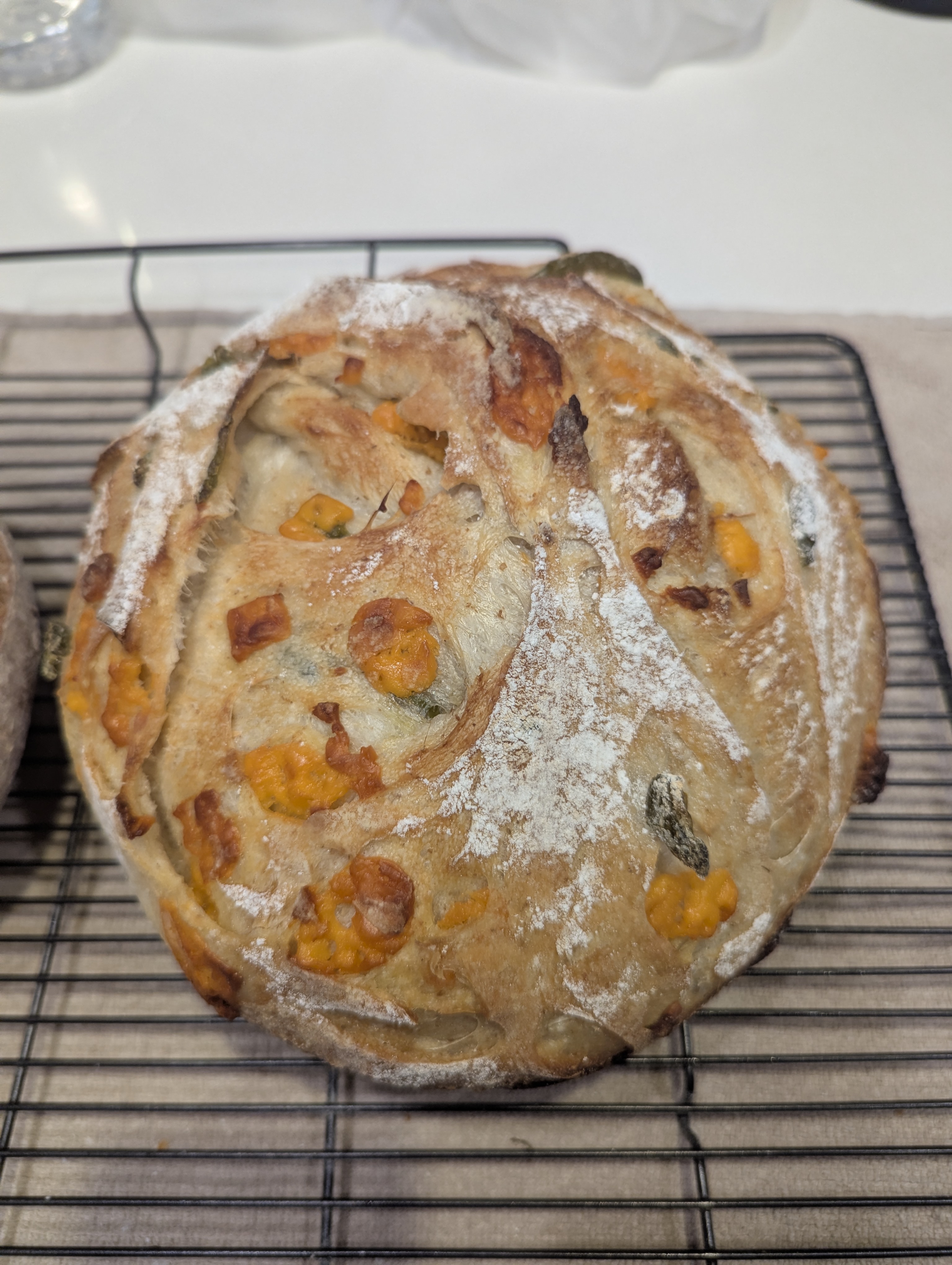 Cheddar and jalapeño sourdough loaf